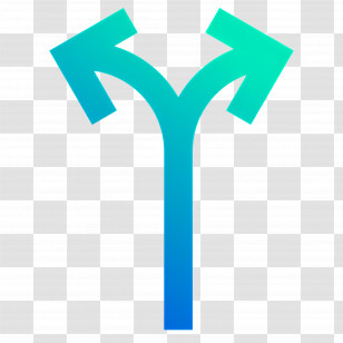 Two Direction Arrow - Blue Direction Sign With Split Arrows Transparent PNG