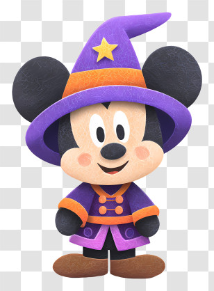 Mickey Mouse In Witch Outfit - Cute Mouse Wizard Character Transparent PNG