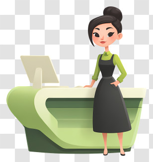 Hotel Reception - Friendly Cashier At Checkout Counter Transparent PNG