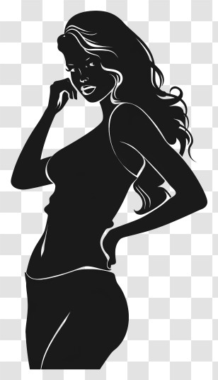 Sexy - Elegant Woman Silhouette Standing Pose Transparent PNG