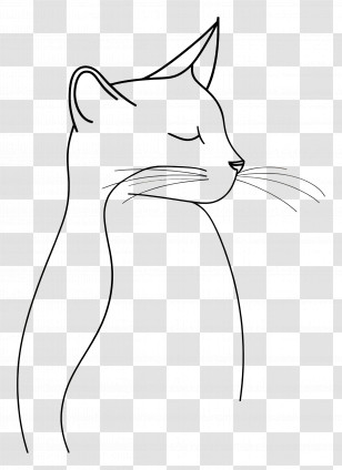Cat Minimalist - Minimalistic Line Art Of A Cat Transparent PNG