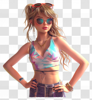Taylor Swift - Stylish Girl With Sunglasses In Summer Outfit Transparent PNG