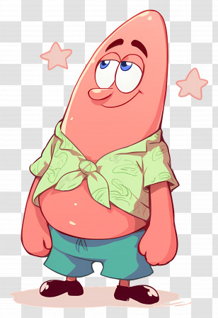 Patrick Star - Funny Pink Cartoon Character With Star Background Transparent PNG
