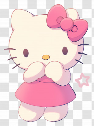 Hello Kitty - Hello Kitty Cartoon In Pink Dress Transparent PNG