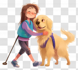 Blind Girl - Girl With Guide Dog Transparent PNG