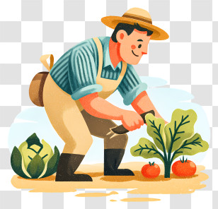 Man Doing Organic Farming - Farmer Harvesting Vegetables Transparent PNG