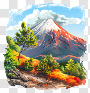 Mount Etna Sicily - Mountain With Trees And Sky Transparent PNG