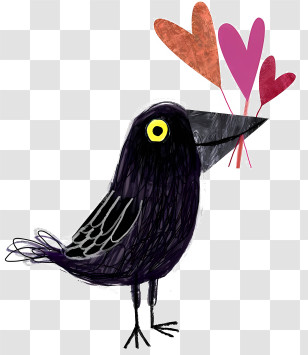 Ravens Logo - Adorable Black Bird With Colorful Hearts Transparent PNG