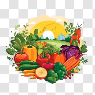 World Vegetarian Day - Fresh Vegetables And Garden Backdrop Illustration Transparent PNG