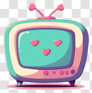 World Television Day - Adorable Cartoon Pastel Television With Heart Design Transparent PNG
