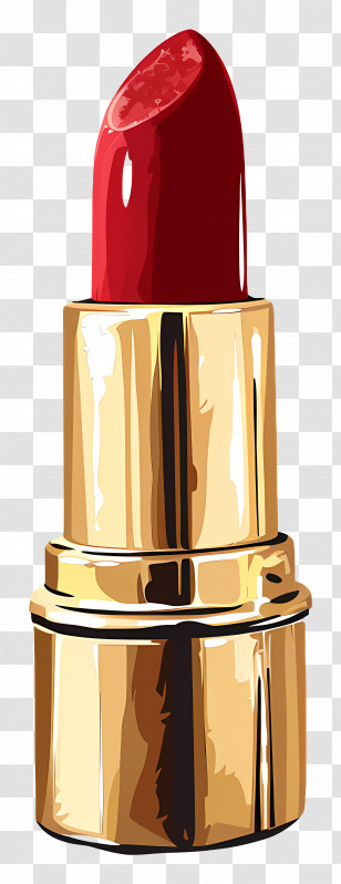 Red Lipstick - Red Lipstick In A Golden Case Transparent PNG