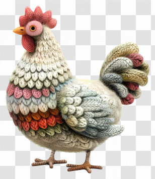Hen - Colorful Knitted Chicken Transparent PNG