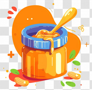 Peanut Butter Jar - Golden Peanut Butter Jar With Drizzling Spoon Transparent PNG