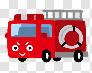 Cartoon Car - Cute Red Fire Truck Cartoon Transparent PNG