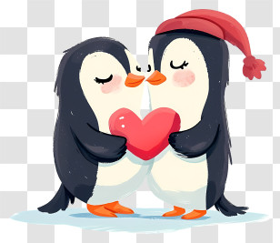 Flat Valentine Penguin - Romantic Penguins Celebrating Love Transparent PNG