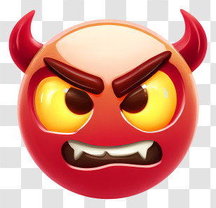 Evil Emoji - Angry Devil Emoji With Horns Transparent PNG