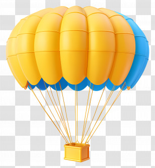 Parachute - Yellow And Blue Hot Air Balloon Illustration Transparent PNG