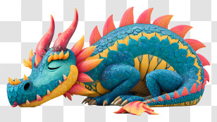 3d Sleeping Dragon - Sleeping Colorful Dragon Transparent PNG