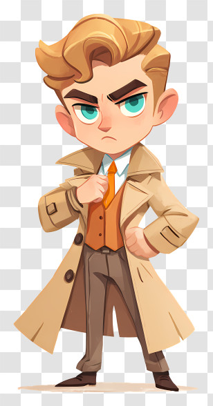 Almond Cookie - Blond Detective In Trench Coat Transparent PNG