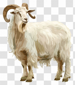 Goat - White Goat With Long Fur Transparent PNG