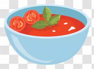 Tomato Sauce - Tomato Soup In A Blue Bowl Illustration Transparent PNG