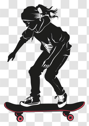 Riding Skateboard - Skateboarding Girl Silhouette In Action Transparent PNG