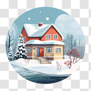 Winter House - Snow-covered House In Winter Scene Transparent PNG