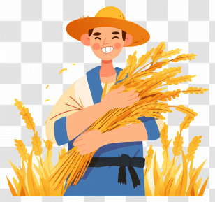 Happy Farmer - Happy Farmer Holding Wheat In Harvest Scene Transparent PNG