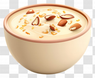 Kheer Pudding - Bowl Of Yogurt With Almonds Transparent PNG