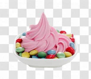 Strawberry Ice Cream Sundae Frozen Yogurt Soft Serve - Maker - Rainbow Sugar Transparent PNG