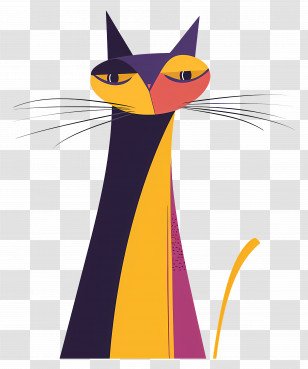 Cartoon Cat - Abstract Colorful Cat Illustration Transparent PNG