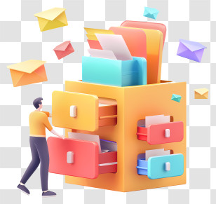 3d Office Drawer - Organized File Cabinet With Documents Transparent PNG
