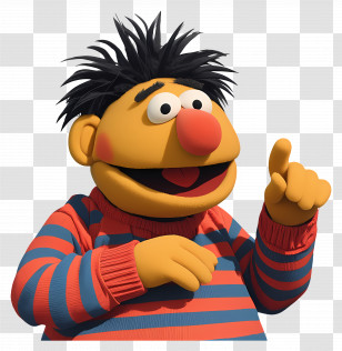 Ernie - Cartoon Character Wearing Striped Shirt Transparent PNG