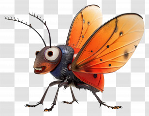 Summer - Orange Beetle With Open Wings In Detailed Illustration Transparent PNG