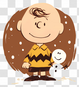 Charlie Brown - Child Cartoon With Snowman Transparent PNG