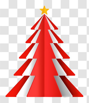 Christmas Tree - Minimalist Red Christmas Tree With Star Top Transparent PNG