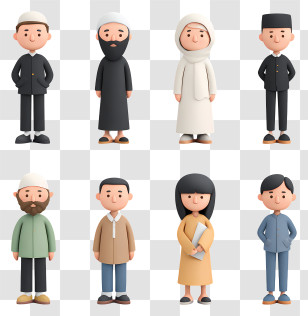 Islamic Business People - Diverse Cartoon Characters Transparent PNG