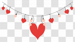 Heart Garland - Red Heart String Lights For Valentineâ€™s Day Decoration Transparent PNG