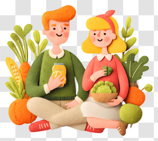 Couple Eating Healthy Fresh Food - Couple Enjoying Vegetables Transparent PNG