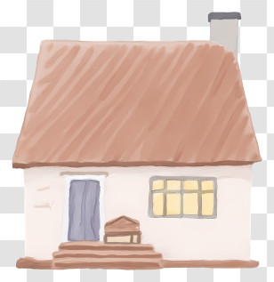 Wooden House With Stairs - Small Cute Doodle House Transparent PNG