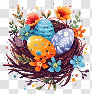 Easter Eggs In Nest - Easter Eggs In A Nest Transparent PNG