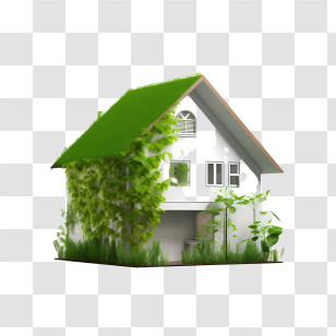 Eco House - Green Eco-Friendly House With Plants Illustration Transparent PNG