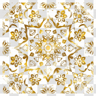 Gold Islamic Pattern - Elegant Golden Floral Mandala Pattern Transparent PNG