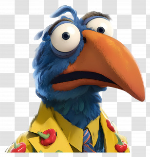 Gonzo - Blue Bird Puppet In Yellow Costume Transparent PNG