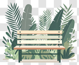Garden Bench - Wooden Park Bench With Green Background Transparent PNG