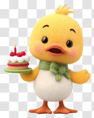 Birthday Duck - Celebration Duck With Cake Transparent PNG