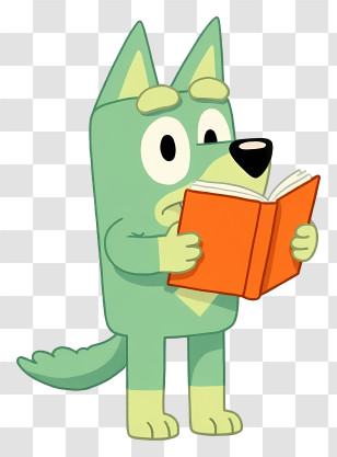 Dog Reading Book - Green Dog Cartoon Reading A Book Transparent PNG