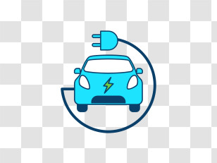 Eco Car - Blue Electric Car With Charging Concept Illustration Transparent PNG