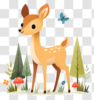 Deer Standing In Forest - Gentle Forest Fawn Transparent PNG