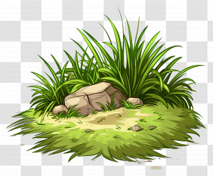 Grass And Rocks - Green Grass And Rocks Illustration Transparent PNG